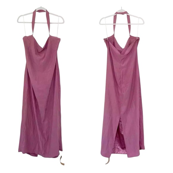 Reformation Alli Silk Midi Sugar Plum Pink Halter Dress NEW - Picture 5 of 8